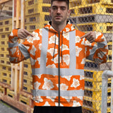 Hi Vis Zip Hoodie Reflective Tapes Orange Neon Flowers 2 Custom Name Safety Workwear For Workers, Truckers, Operators