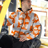 Hi Vis Zip Hoodie Reflective Tapes Orange Neon Flowers 2 Custom Name Safety Workwear For Workers, Truckers, Operators