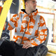 Orange Neon Flowers 2 Hi-Vis Zip Hoodie