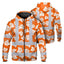Orange Neon Flowers 2 Hi-Vis Zip Hoodie