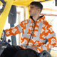 Orange Neon Flowers 2 Hi-Vis Zip Hoodie