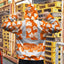 Orange Neon Flowers 2 Hi-Vis Zip Hoodie