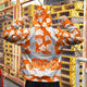 Orange Neon Flowers 2 Hi-Vis Zip Hoodie