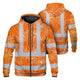 Orange Neon Flowers Hi-Vis Zip Hoodie