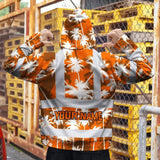 Hi Vis Zip Hoodie Reflective Tapes Orange Neon Flowers Custom Name Safety Workwear For Workers, Truckers, Operators