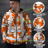 Hi Vis Zip Hoodie Reflective Tapes Orange Neon Flowers Custom Name Safety Workwear For Workers, Truckers, Operators