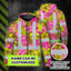Pink Neon And Lime Flowers Hi-Vis Zip Hoodie