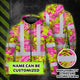 Pink Neon And Lime Flowers Hi-Vis Zip Hoodie