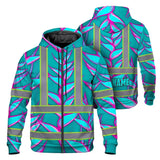 Hi Vis Zip Hoodie Reflective Tapes Pink Neon Blue Heliconia Custom Name Safety Workwear For Workers, Truckers, Operators