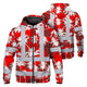 Red Neon Flowers Hi-Vis Zip Hoodie