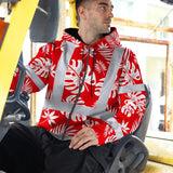 Hi Vis Zip Hoodie Reflective Tapes Red Neon Flowers Custom Name Safety Workwear For Workers, Truckers, Operators