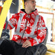Red Neon Flowers Hi-Vis Zip Hoodie