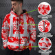 Red Neon Flowers Hi-Vis Zip Hoodie