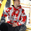 Red Neon Flowers Hi-Vis Zip Hoodie