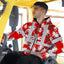 Red Neon Flowers Hi-Vis Zip Hoodie