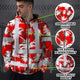 Red Neon Flowers Hi-Vis Zip Hoodie
