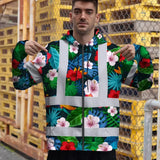 Hi Vis Zip Hoodie Reflective Tapes Red Neon Pink Flowers Custom Name Safety Workwear For Workers, Truckers, Operators