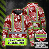 Hi Vis Zip Hoodie Reflective Tapes Red Neon White Protea Custom Name Safety Workwear For Workers, Truckers, Operators