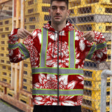 Hi Vis Zip Hoodie Reflective Tapes Red Neon White Protea Custom Name Safety Workwear For Workers, Truckers, Operators