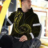 Hi Vis Zip Hoodie Reflective Tapes Yellow Neon Hawaii Custom Name Safety Workwear For Workers, Truckers, Operators