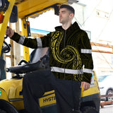 Hi Vis Zip Hoodie Reflective Tapes Yellow Neon Hawaii Custom Name Safety Workwear For Workers, Truckers, Operators