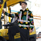 Hi Vis Zip Hoodie Reflective Tapes Yellow Neon Skull Custom Name Safety Workwear For Workers, Truckers, Operators