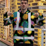 Hi Vis Zip Hoodie Reflective Tapes Yellow Neon Skull Custom Name Safety Workwear For Workers, Truckers, Operators