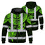 Hi Vis Zip Hoodie Shirt Reflective Tapes Green Turtle Flower Hi-Vis Zip Hoodie