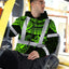 Hi Vis Zip Hoodie Shirt Reflective Tapes Green Turtle Flower Hi-Vis Zip Hoodie