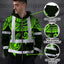 Hi Vis Zip Hoodie Shirt Reflective Tapes Green Turtle Flower Hi-Vis Zip Hoodie