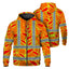 Hi Vis Zip Hoodie Shirt Reflective Tapes Red Neon Lime Heliconia Hi-Vis Zip Hoodie