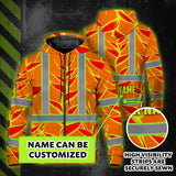 Hi Vis Zip Hoodie Shirt Reflective Tapes Red Neon Lime Heliconia Custom Name Safety Workwear For Workers, Truckers, Operators