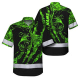 High Visibility Hawaiian Shirt Bear Hunting Design, Reflective Hi Vis Custom Name Hoodie For Hunting Lover