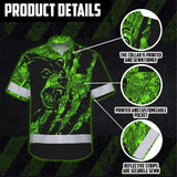 High Visibility Hawaiian Shirt Bear Hunting Design, Reflective Hi Vis Custom Name Hoodie For Hunting Lover