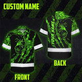 High Visibility Hawaiian Shirt Bear Hunting Design, Reflective Hi Vis Custom Name Hoodie For Hunting Lover