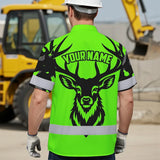 High Visibility Hawaiian Shirt Deer Hunting Design, Reflective Hi Vis Custom Name Hoodie For Hunting Lover