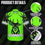 High Visibility Hawaiian Shirt Deer Hunting Design, Reflective Hi Vis Custom Name Hoodie For Hunting Lover