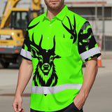 High Visibility Hawaiian Shirt Deer Hunting Design, Reflective Hi Vis Custom Name Hoodie For Hunting Lover