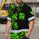 High Visibility Hawaiian Shirt Deer With Hunting Design, Reflective Hi Vis Custom Name Hoodie For Hunting Lover