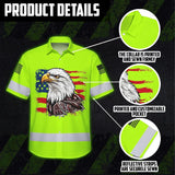 High Visibility Hawaiian Shirt Green Neon Reflective Eagles Safety Shirts For Workers Runners Patriotic