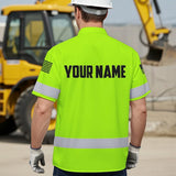 High Visibility Hawaiian Shirt Green Neon Reflective Eagles Safety Shirts For Workers Runners Patriotic