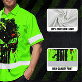 High Visibility Hawaiian Shirt Green Neon Reflective Paint Plash Skull Custom Name