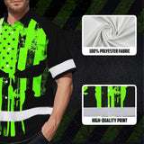 High Visibility Hawaiian Shirt Green Neon Skull America Flag Custom Name Safety Workwear For Skull Lover