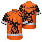 High Visibility Hawaiian Shirt Pattern Camo Hunting And Deer Design, Reflective Hi Vis Custom Name Hoodie For Hunting Lover