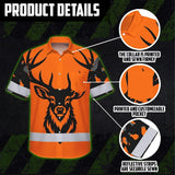 High Visibility Hawaiian Shirt Pattern Camo Hunting And Deer Design, Reflective Hi Vis Custom Name Hoodie For Hunting Lover