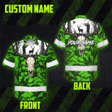 High Visibility Hawaiian Shirt Pattern Camo Hunting And Skull Deer Design, Reflective Hi Vis Custom Name Hoodie For Hunting Lover