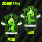 High Visibility Hawaiian Shirt Reflective Black And Green Neon 2 Hunting Custom Name Safety Workwear For Company, Group, Team, Hunters, Hunting Lovers