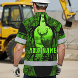 High Visibility Hawaiian Shirt Reflective Black And Green Neon 2 Hunting Custom Name Safety Workwear For Company, Group, Team, Hunters, Hunting Lovers