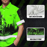 High Visibility Hawaiian Shirt Reflective Black And Green Neon Hunting Custom Name Safety Workwear For Company, Group, Team, Hunters, Hunting Lovers