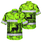 High Visibility Hawaiian Shirt Reflective Deer Hunting Custom Name Safety Workwear